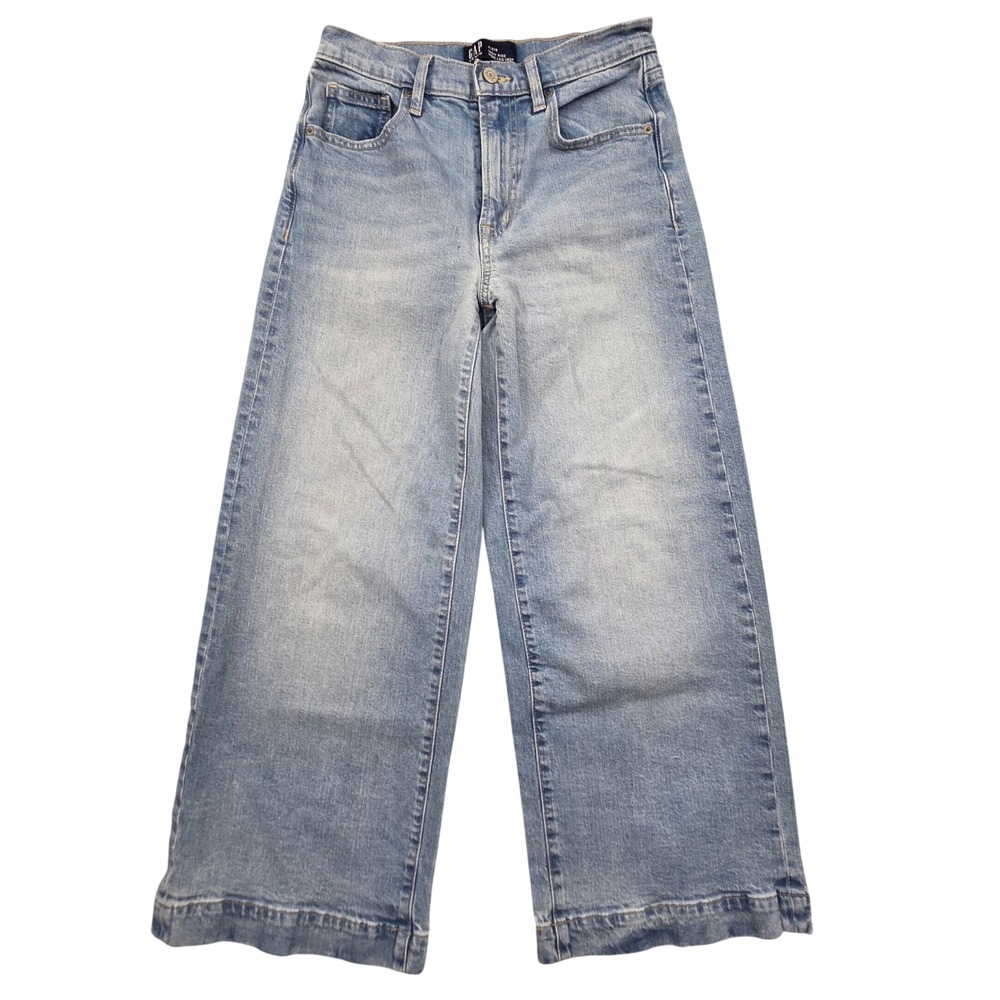 Gap Coastal High Rise Wide Leg Crop Jeans Light Wash Womens 4/27 (27x27)